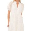 CeCe Women's Lace Babydoll Puff-Sleeve Tiered Dress