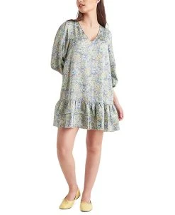 Black Tape Light Satin V-Neck Ruffled-Hem Mini Dress