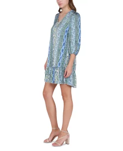 Black Tape Light Satin V-Neck Ruffled-Hem Mini Dress -Sanctuary Shop 23776529 fpx