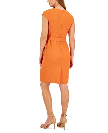 Kasper Women's V-Neck Belted Cap-Sleeve Sheath Dress 2 Kasper Women's V-Neck Belted Cap-Sleeve Sheath Dress - Image 2