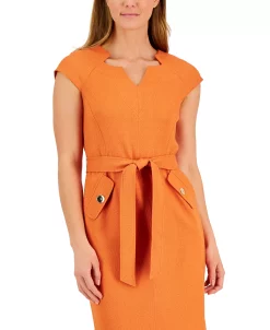 Kasper Women's V-Neck Belted Cap-Sleeve Sheath Dress 8 Kasper Women's V-Neck Belted Cap-Sleeve Sheath Dress -Sanctuary Shop 23777284 fpx