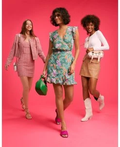 Bar III Women's Printed V-Neck Ruffle Dress, Created For Macy's -Sanctuary Shop 23974056 fpx