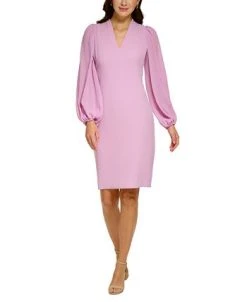 Vince Camuto Women's Balloon-Sleeve Mixed-Media Dress -Sanctuary Shop 24016436 fpx