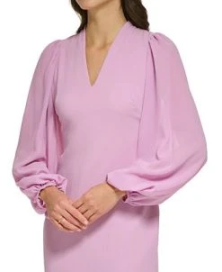 Vince Camuto Women's Balloon-Sleeve Mixed-Media Dress -Sanctuary Shop 24016438 fpx