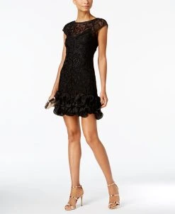 Sanctuary Shop 3 Guess Floral-Lace Ruffled-Hem Sheath